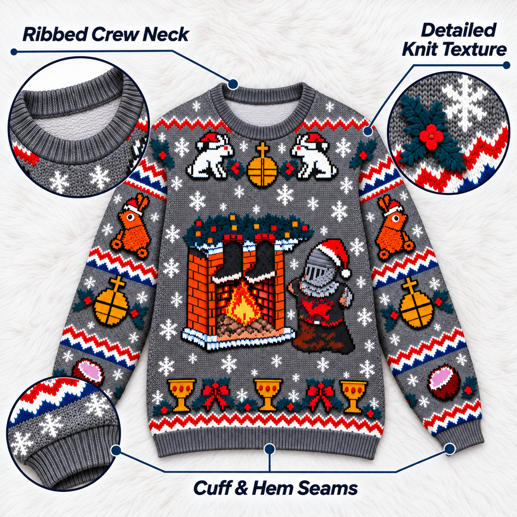 Black Knight Cozy Fireside Ugly Christmas Sweater - Monty Python Vintage Gift For Fans