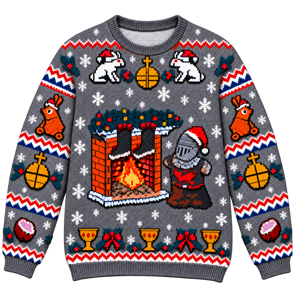 Black Knight Cozy Fireside Ugly Christmas Sweater - Monty Python Vintage Gift For Fans