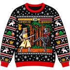 King Arthur vs Black Knight Arcade Battle Ugly Christmas Sweater - Monty Python Vintage Gift For Fans