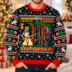 King Arthur vs Black Knight Arcade Battle Ugly Christmas Sweater - Monty Python Vintage Gift For Fans