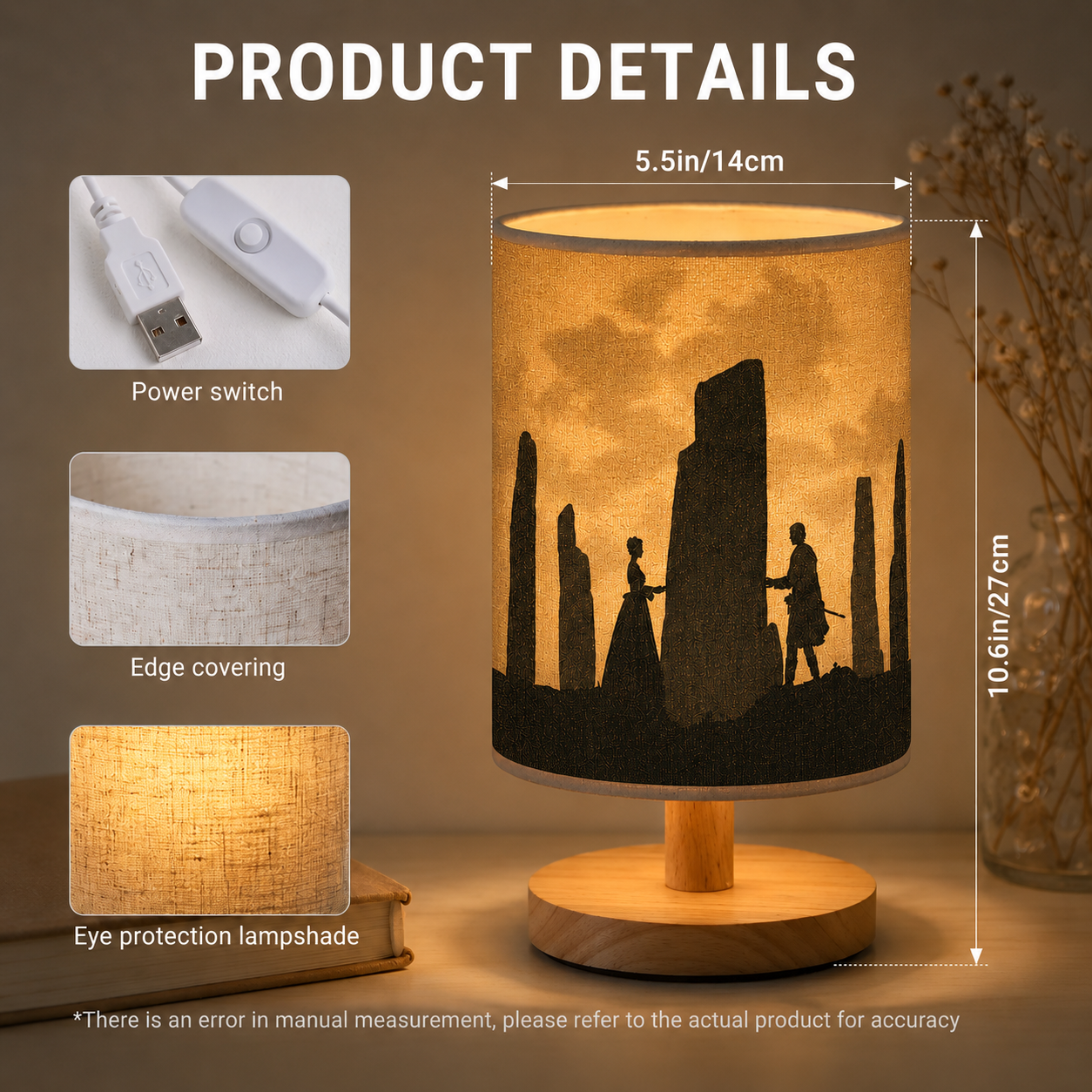 Outlander Illustrated Fabric Lamp - Romance Movie Home Decor Gift for Fans