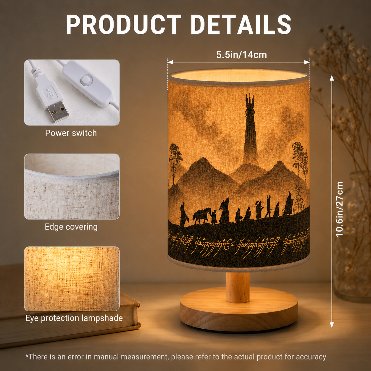 Mythic Journey Illustrated Fabric Lamp - Fantasy Movie Home Decor Gift for Fans