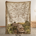 Fantasy Map Hobbiton Mill Blanket - Fantasy Movie Sherpa Blanket Gift for Fans