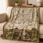 Fantasy Map Hobbiton Mill Blanket - Fantasy Movie Sherpa Blanket Gift for Fans