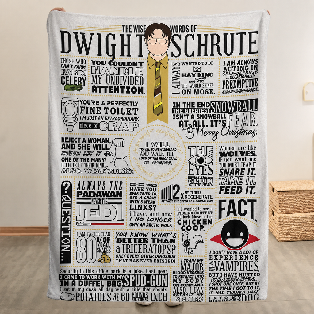 Dwight Quote Art Christmas Blanket - Sitcom Sherpa Blanket Gift for Fans