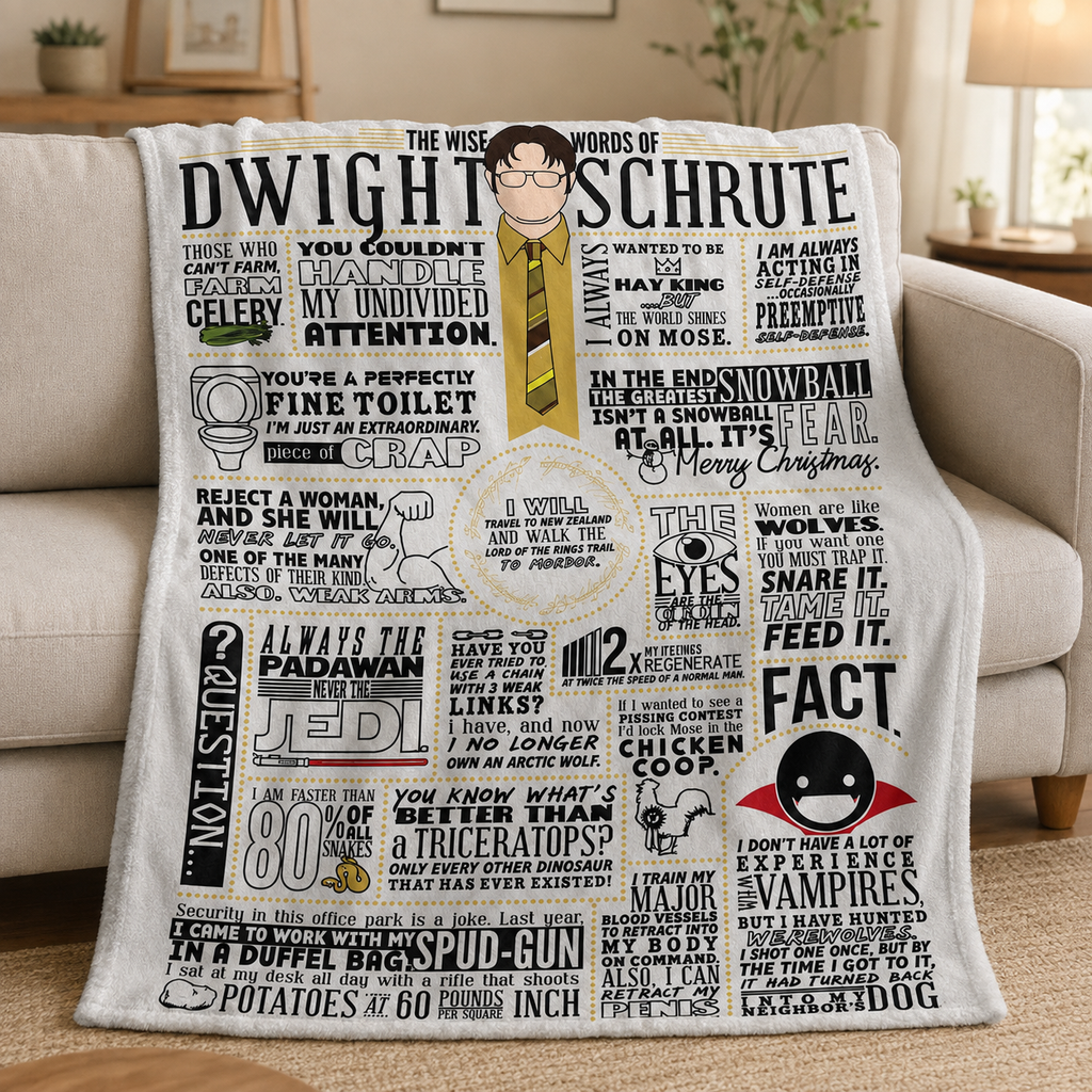 Dwight Quote Art Christmas Blanket - Sitcom Sherpa Blanket Gift for Fans