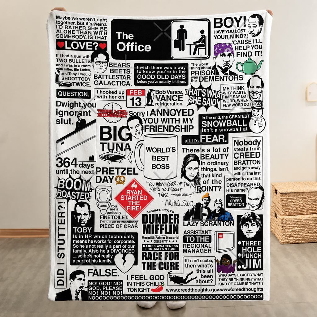 Workplace Humor Quote Art Christmas Blanket - Sitcom Sherpa Blanket Gift for Fans
