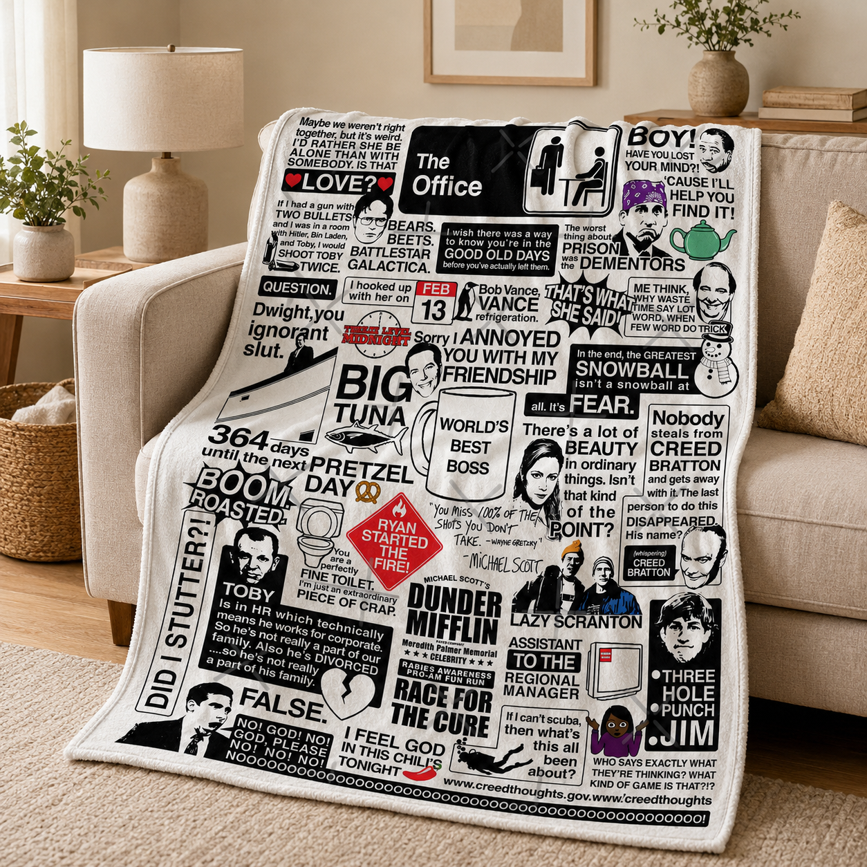 Workplace Humor Quote Art Christmas Blanket - Sitcom Sherpa Blanket Gift for Fans