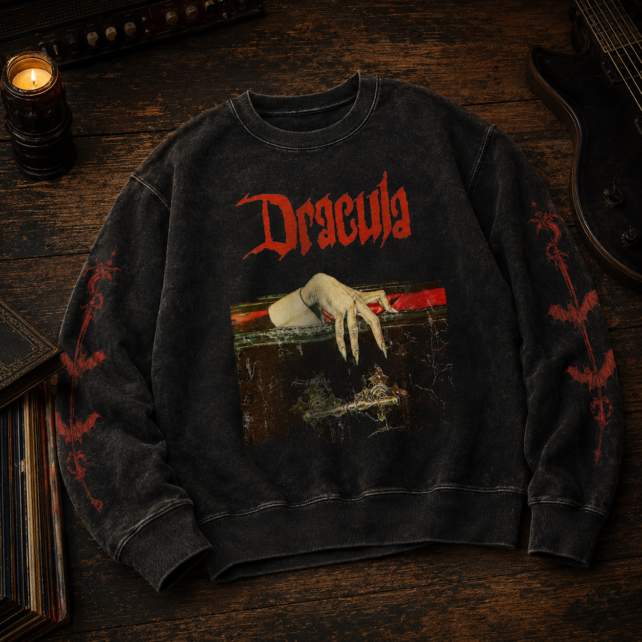 Vintage Classic Horror Movies All-Over-Print Sweatshirt - Dracula Vintage Sweatshirt