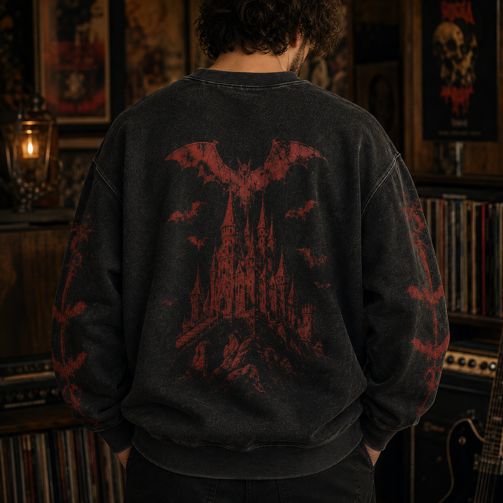 Vintage Classic Horror Movies All-Over-Print Sweatshirt - Dracula Vintage Sweatshirt