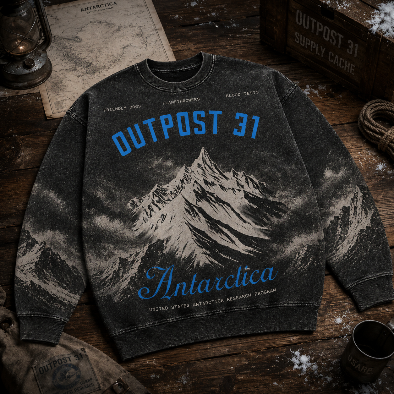 Vintage The Thing Horror Movies All-Over-Print Sweatshirt - Outpost 31 Vintage Sweatshirt