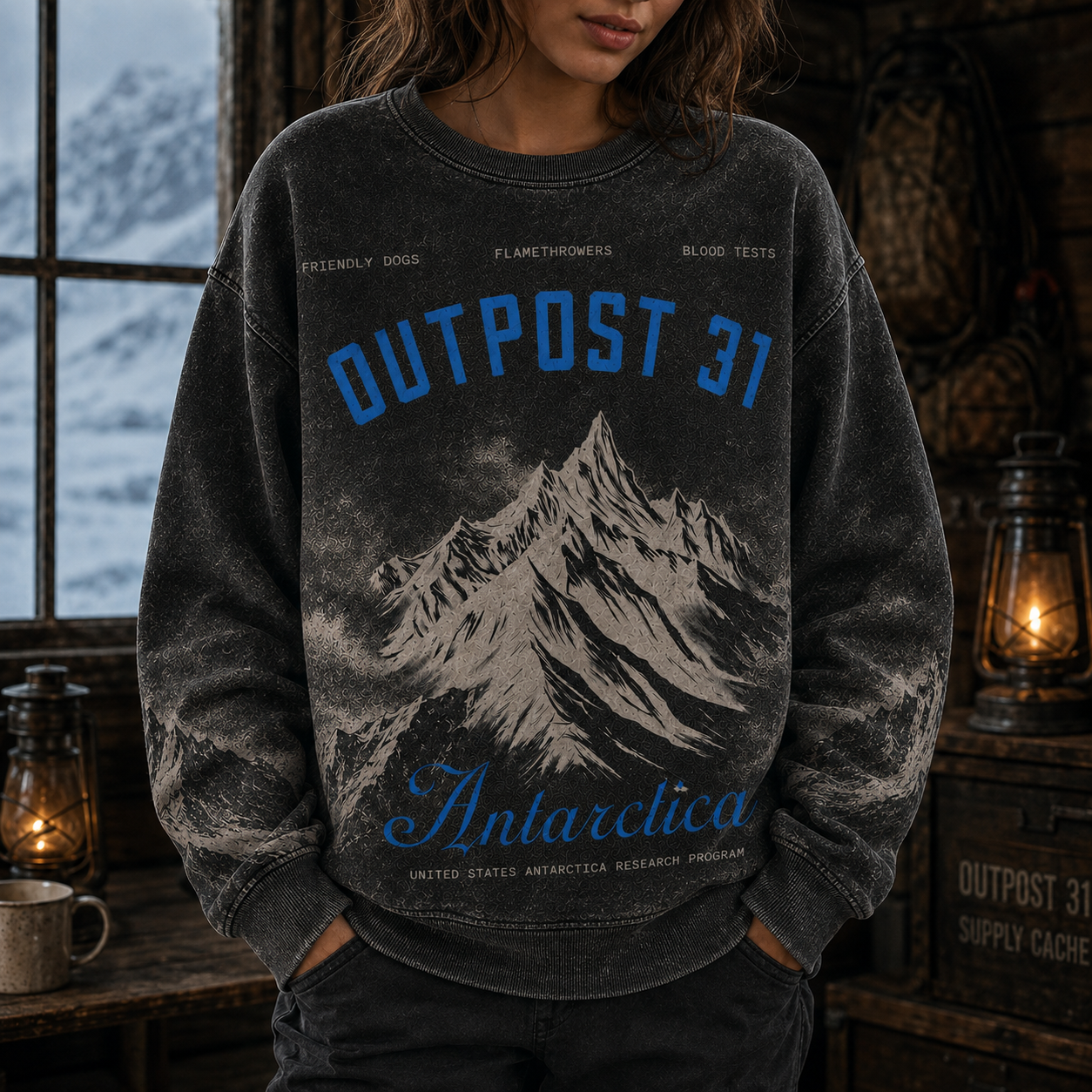 Vintage The Thing Horror Movies All-Over-Print Sweatshirt - Outpost 31 Vintage Sweatshirt