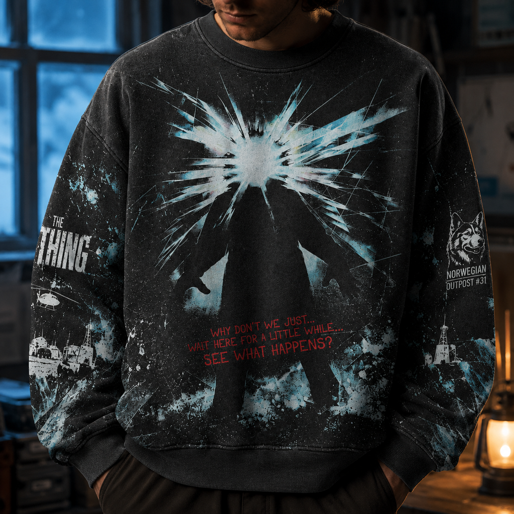 Vintage King Horror Movies All-Over-Print Sweatshirt - The Thing Vintage Sweatshirt