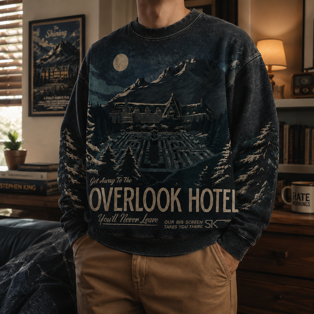Vintage The Shining Horror Movies All-Over-Print Sweatshirt - Overlook Hotel Vintage Sweatshirt