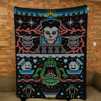 Funny Ghostbuster Movie Christmas Blanket - Horror Movie Christmas Sherpa Blanket Gift for Fans