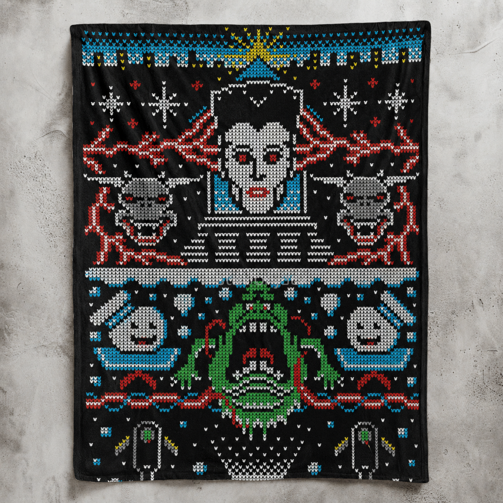 Funny Ghostbuster Movie Christmas Blanket - Horror Movie Christmas Sherpa Blanket Gift for Fans