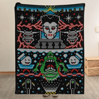 Funny Ghostbuster Movie Christmas Blanket - Horror Movie Christmas Sherpa Blanket Gift for Fans