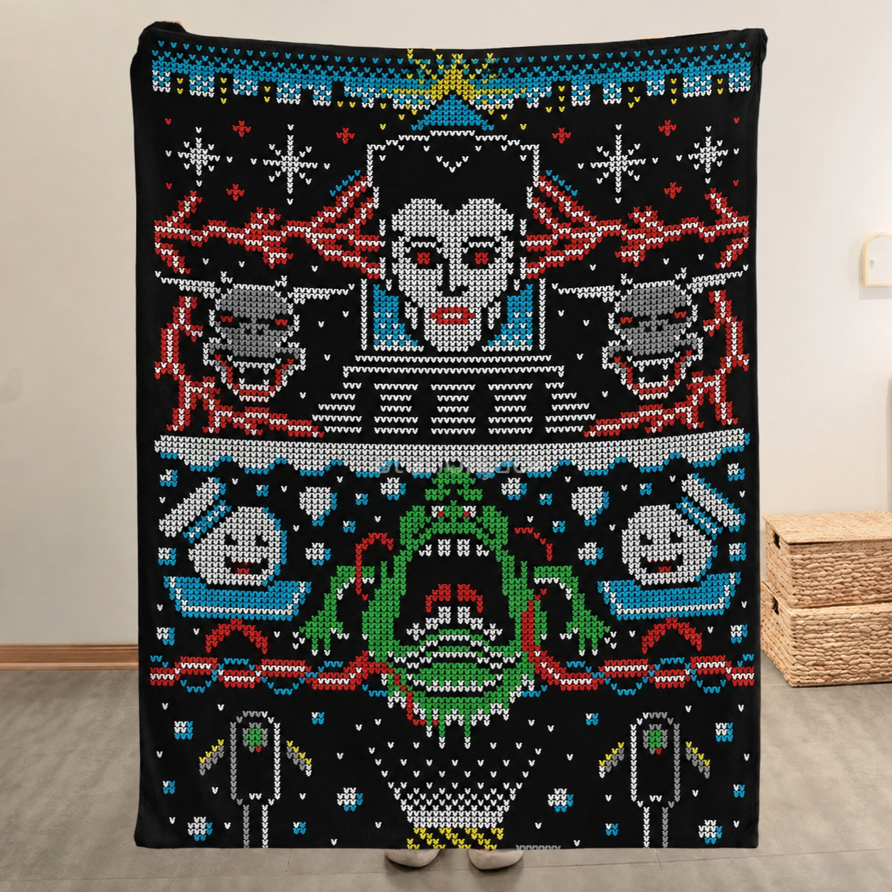 Funny Ghostbuster Movie Christmas Blanket - Horror Movie Christmas Sherpa Blanket Gift for Fans