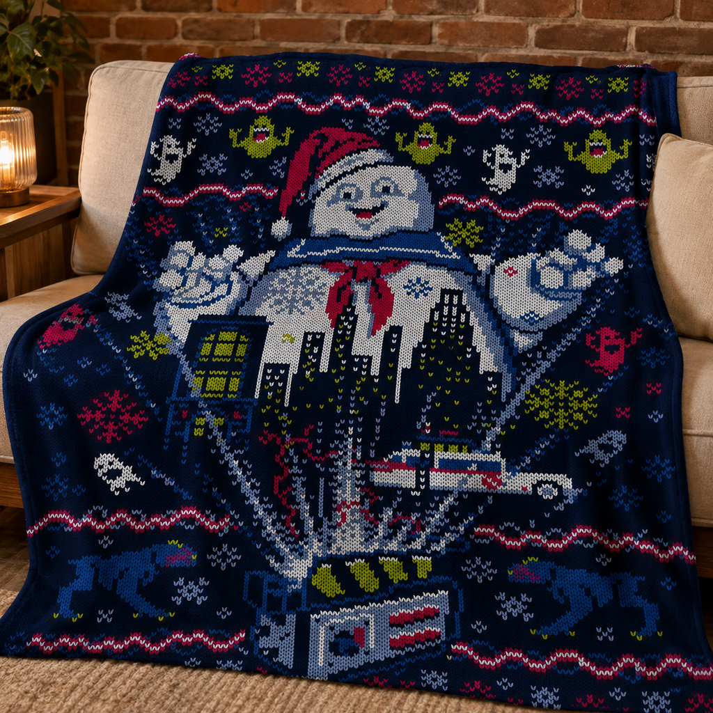 Funny Ghost Movie Christmas Blanket - Horror Movie Christmas Sherpa Blanket Gift for Fans