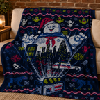 Funny Ghost Movie Christmas Blanket - Horror Movie Christmas Sherpa Blanket Gift for Fans