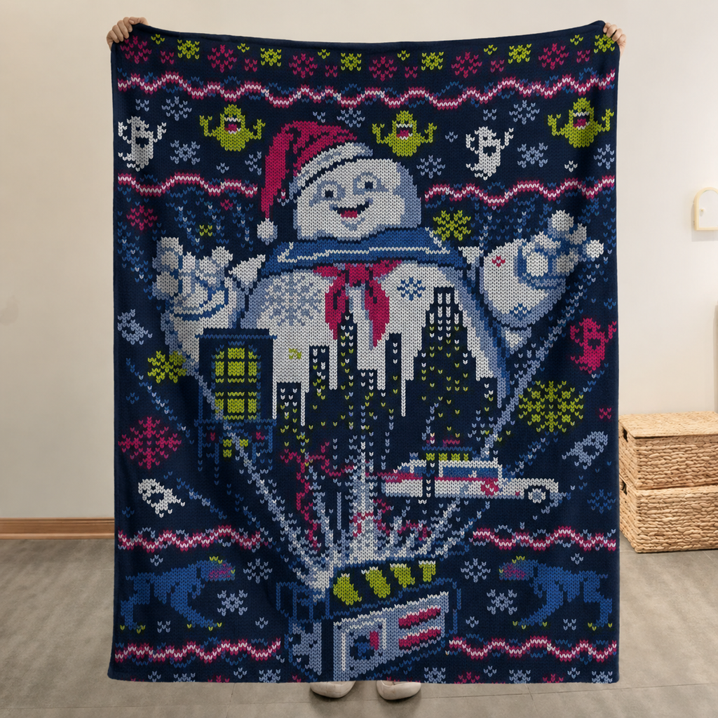 Funny Ghost Movie Christmas Blanket - Horror Movie Christmas Sherpa Blanket Gift for Fans