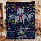 Funny Ghost Movie Christmas Blanket - Horror Movie Christmas Sherpa Blanket Gift for Fans