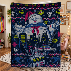 Funny Ghost Movie Christmas Blanket - Horror Movie Christmas Sherpa Blanket Gift for Fans