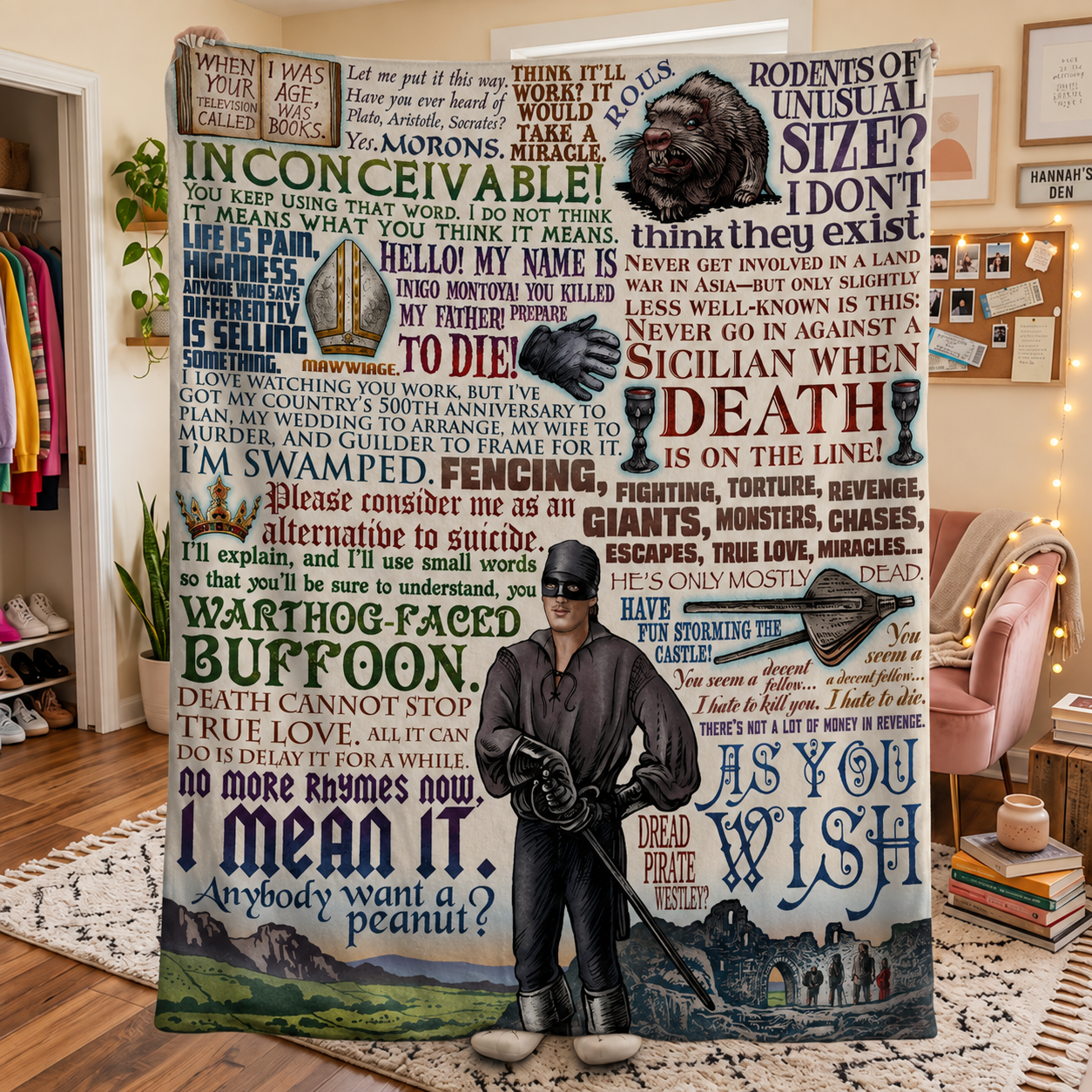 Princess Bride Christmas Blanket - Princess Bride Christmas Sherpa Blanket Gift for Fans