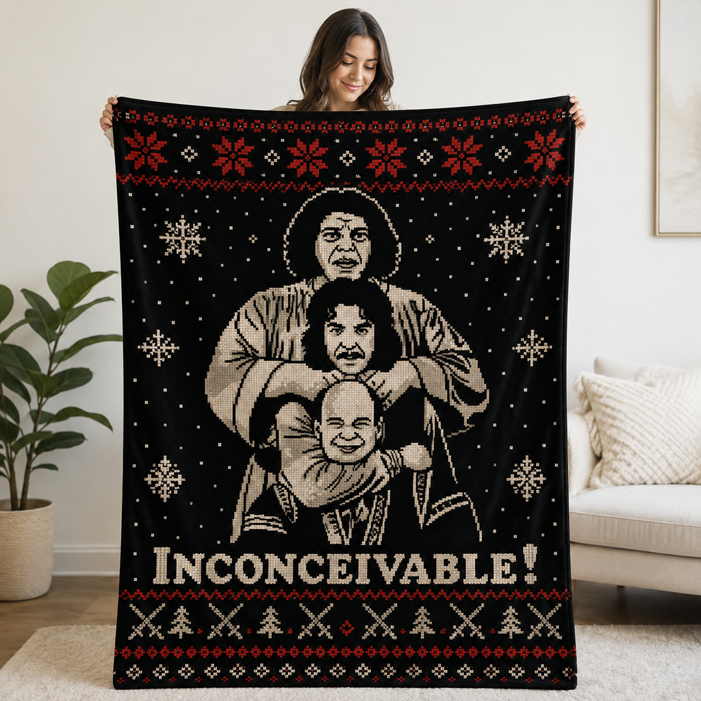 INCONCEIVABLE Princess Bride Christmas Blanket - Classic Movie Christmas Sherpa Blanket Gift for Fans