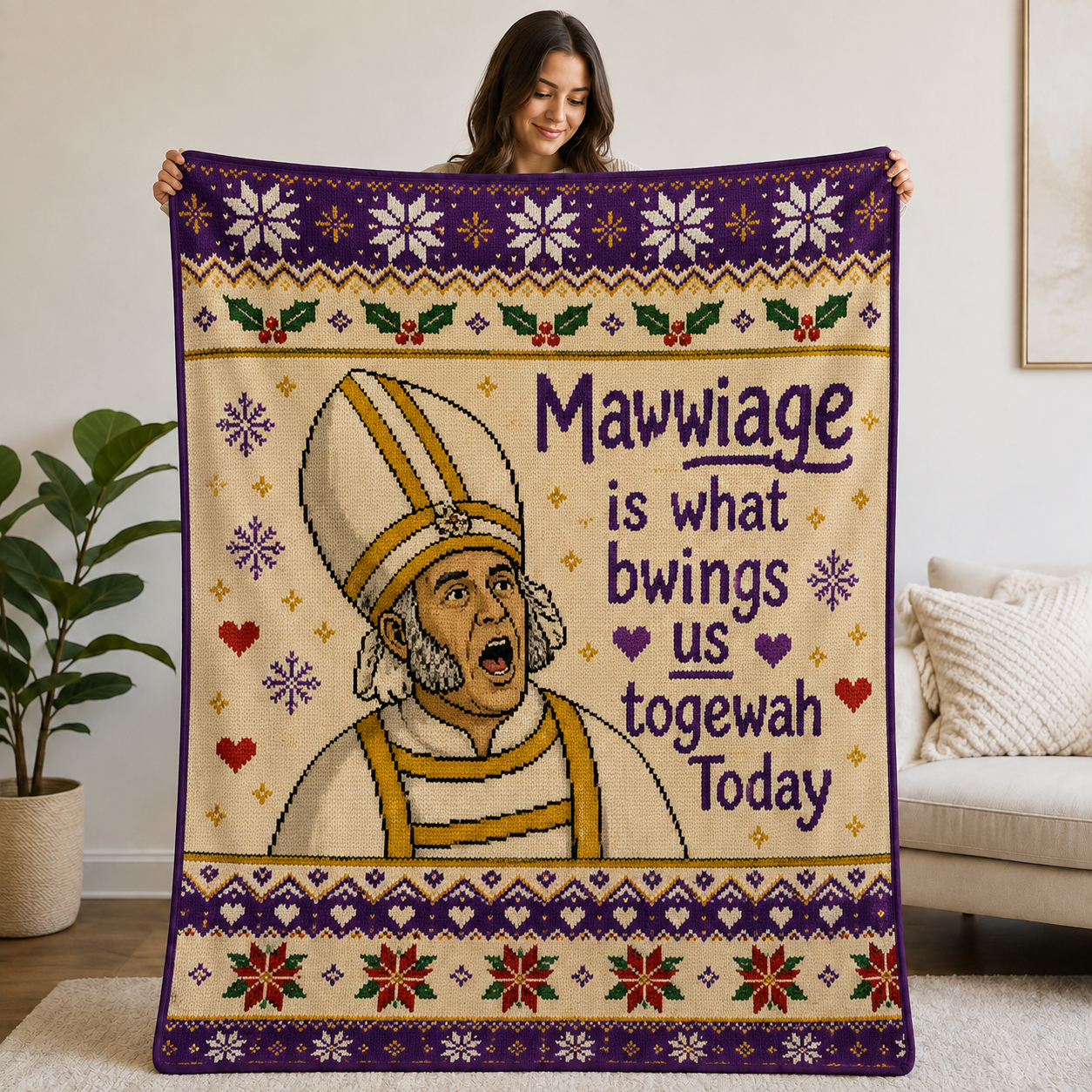 Mawwiage Princess Bride Christmas Blanket - Classic Movie Christmas Sherpa Blanket - Funny Gift for Fans