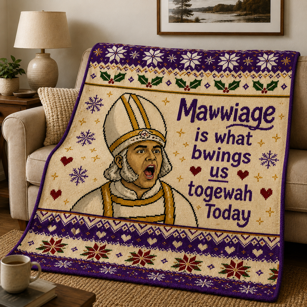 Mawwiage Princess Bride Christmas Blanket - Classic Movie Christmas Sherpa Blanket - Funny Gift for Fans