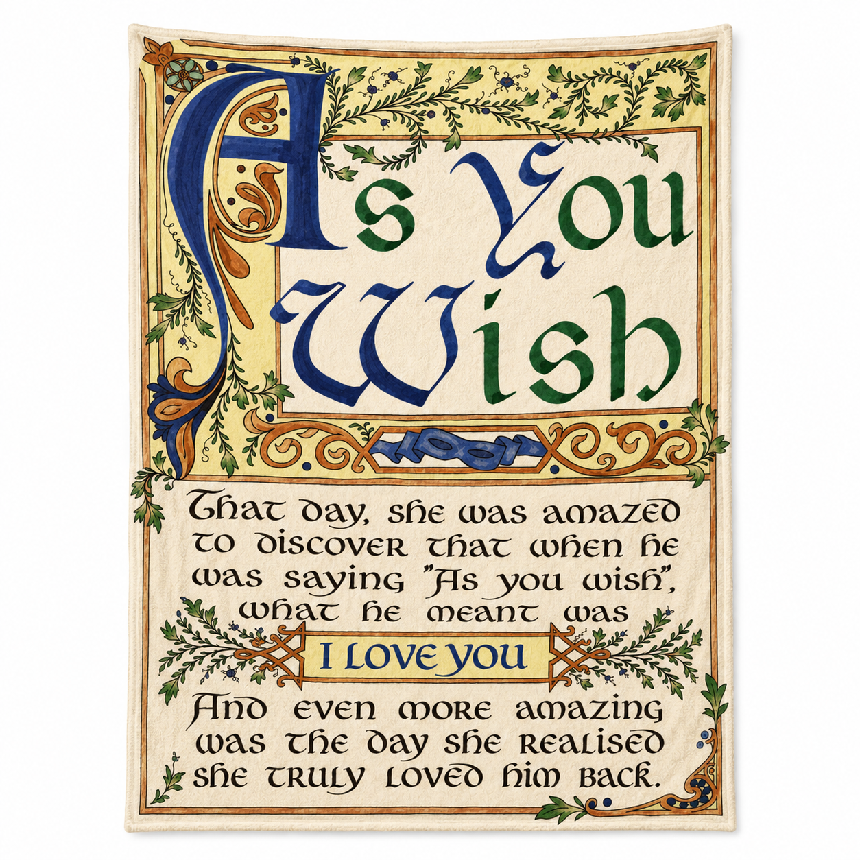 As You Wish Christmas Blanket - Princess Bride Christmas Sherpa Blanket Gift for Fans