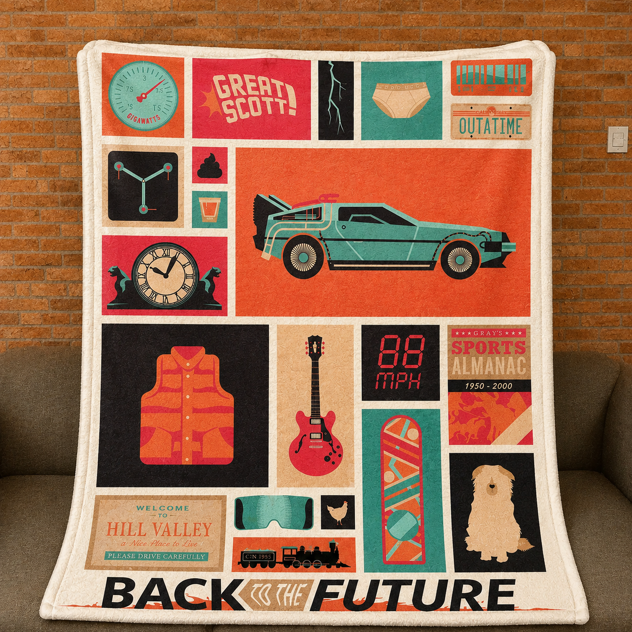Back To The Future Christmas Blanket - Sci-fi Sherpa Blanket Gift for Fans