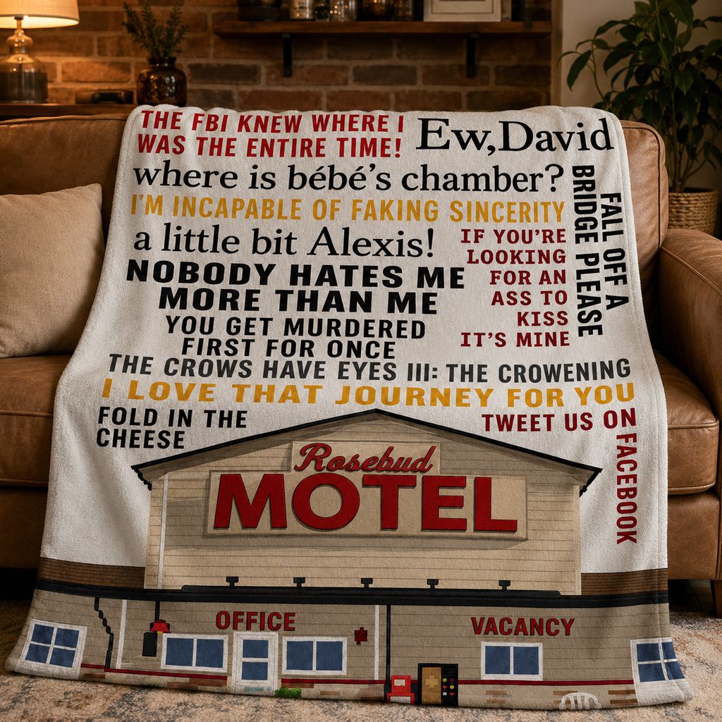 Rosebud Motel Quotes Art Blanket - Schitt's Creek Christmas Sherpa Blanket Gift for Fans