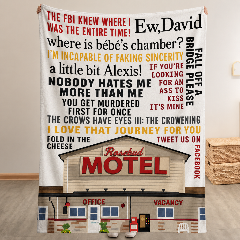 Rosebud Motel Quotes Art Blanket - Schitt's Creek Christmas Sherpa Blanket Gift for Fans