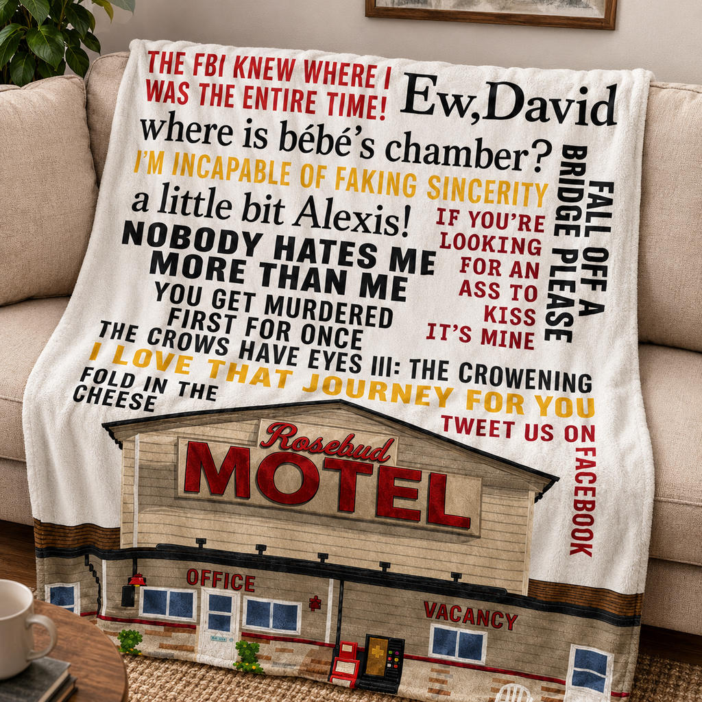 Rosebud Motel Quotes Art Blanket - Schitt's Creek Christmas Sherpa Blanket Gift for Fans