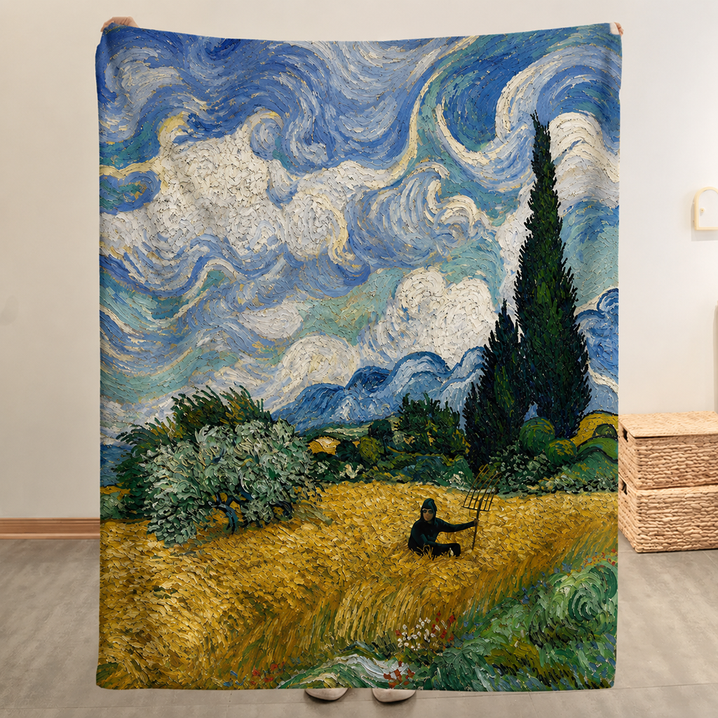 David Rose Van Gogh Art Blanket - Schitt's Creek Christmas Sherpa Blanket Gift for Fan