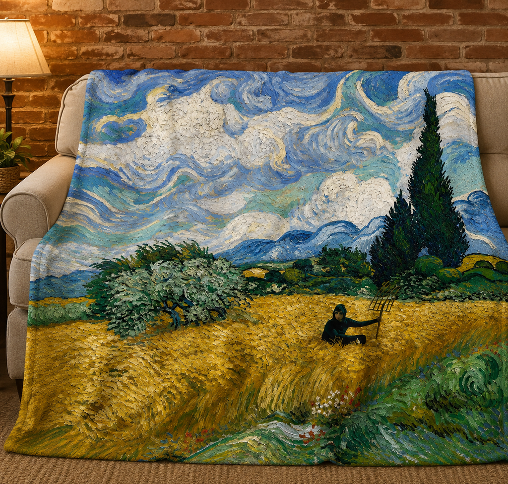 David Rose Van Gogh Art Blanket - Schitt's Creek Christmas Sherpa Blanket Gift for Fan