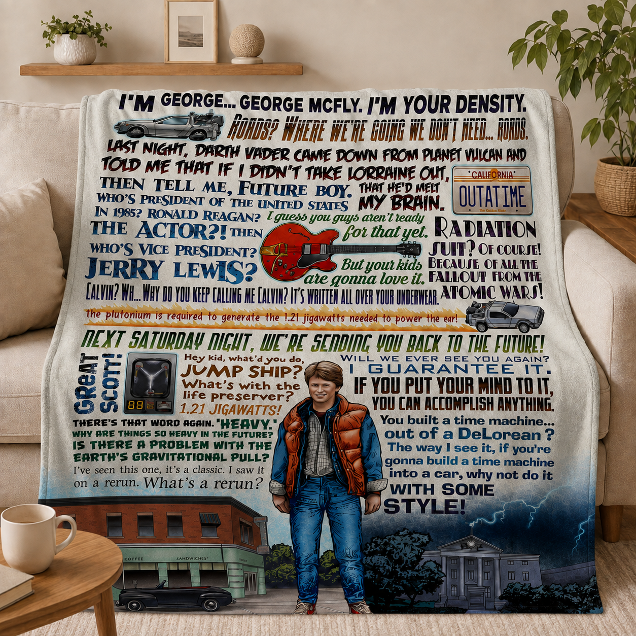 Back To The Future Quote Christmas Blanket - Sci-fi Movie Sherpa Blanket Gift for Fans