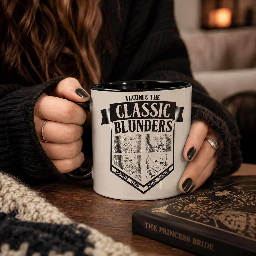 Vizzini Classic Blunders Accent Mug - Princess Bride Edge-to-Edge Printed Two-Tone Mug