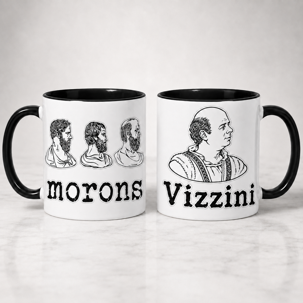 Morons and Vizzini Funny Accent Mug - Princess Bride Edge-to-Edge Printed Two-Tone Mug