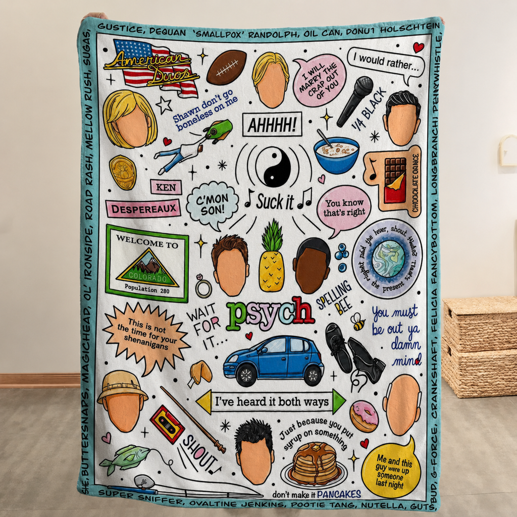The Psych Doodle Christmas Blanket - Detective Comedy Series Sherpa Blanket Gift for Fans