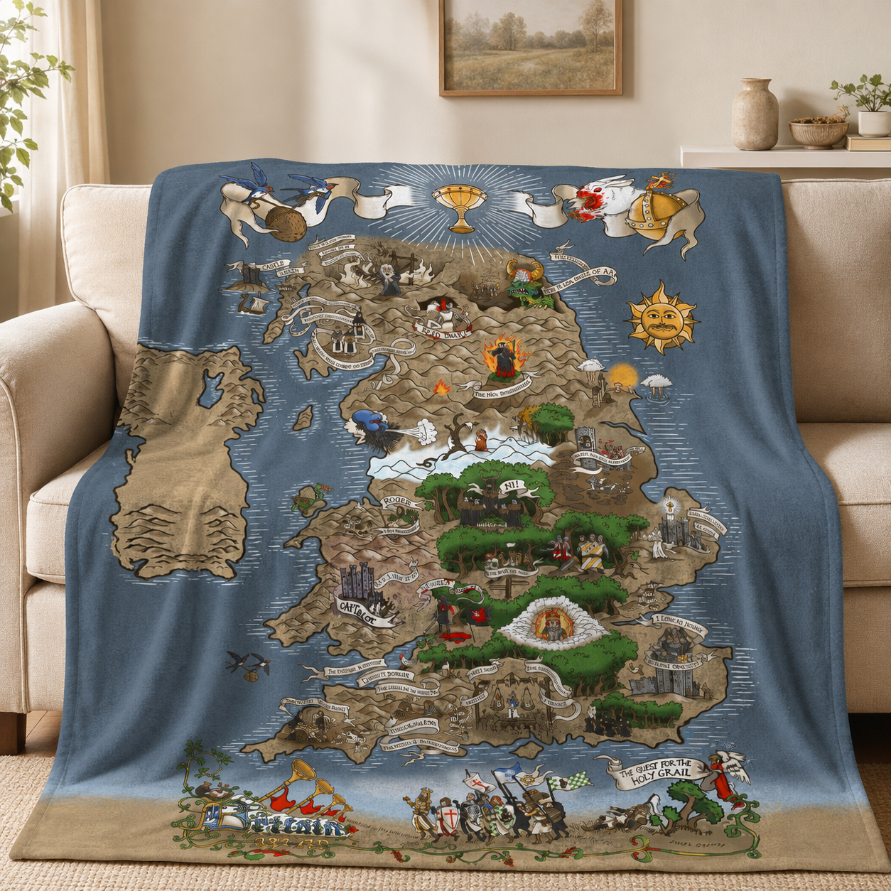 Monty Python And The Holy Grail Journey Blanket - Classic Comedy Movie Sherpa Blanket Gift for Fans