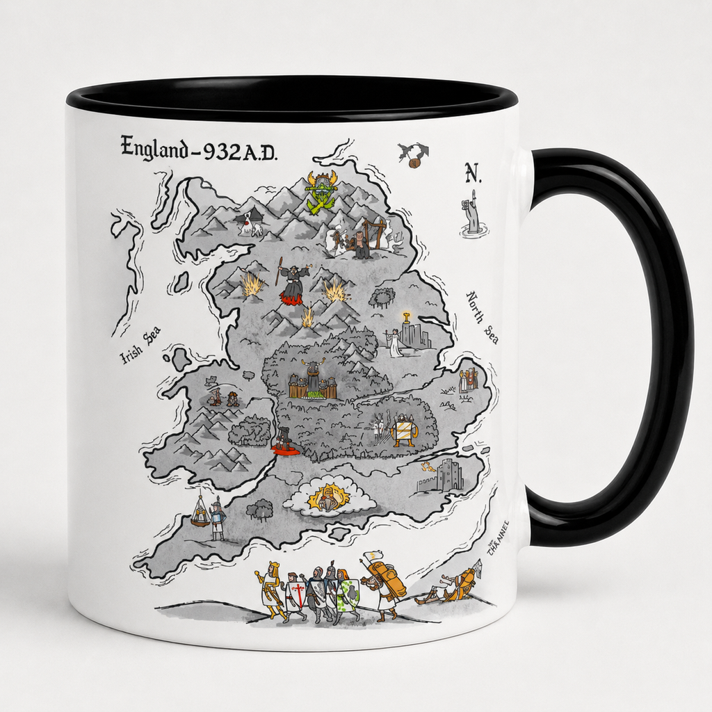 King Arthur's Journey Funny Accent Mug - Monty Python and the Holy Grail Edge-to-Edge Printed Two-Tone Mug