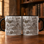 King Arthur's Journey Tapestry Accent Mug - Monty Python and the Holy Grail Edge-to-Edge Printed Two-Tone Mug
