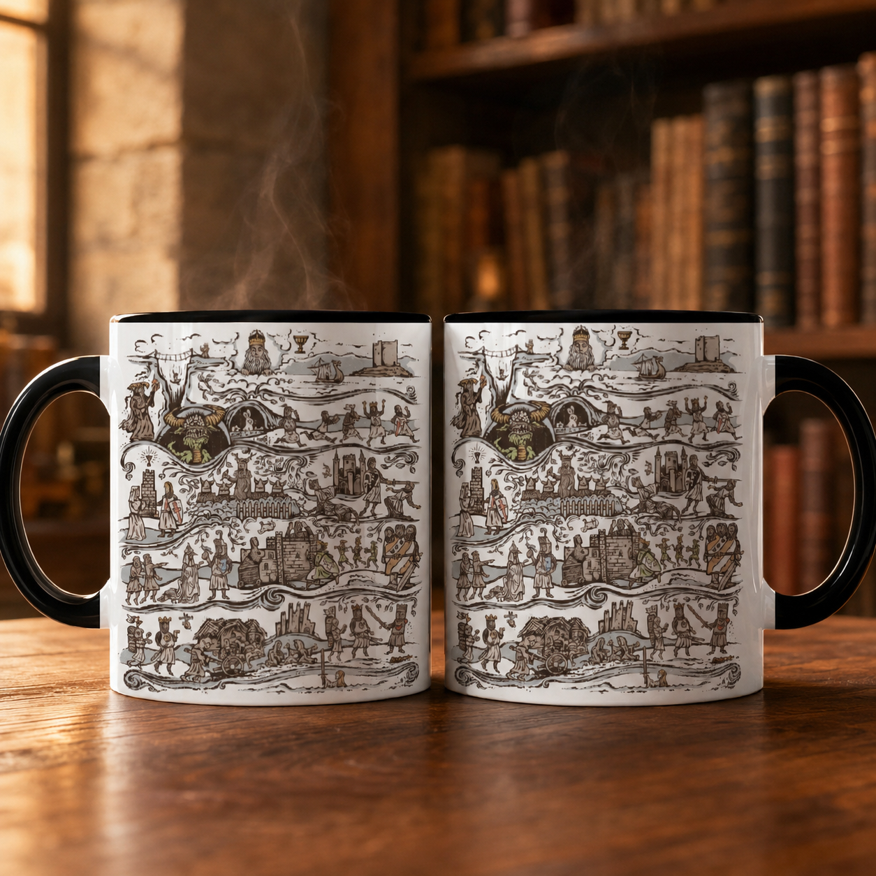 King Arthur's Journey Tapestry Accent Mug - Monty Python and the Holy Grail Edge-to-Edge Printed Two-Tone Mug