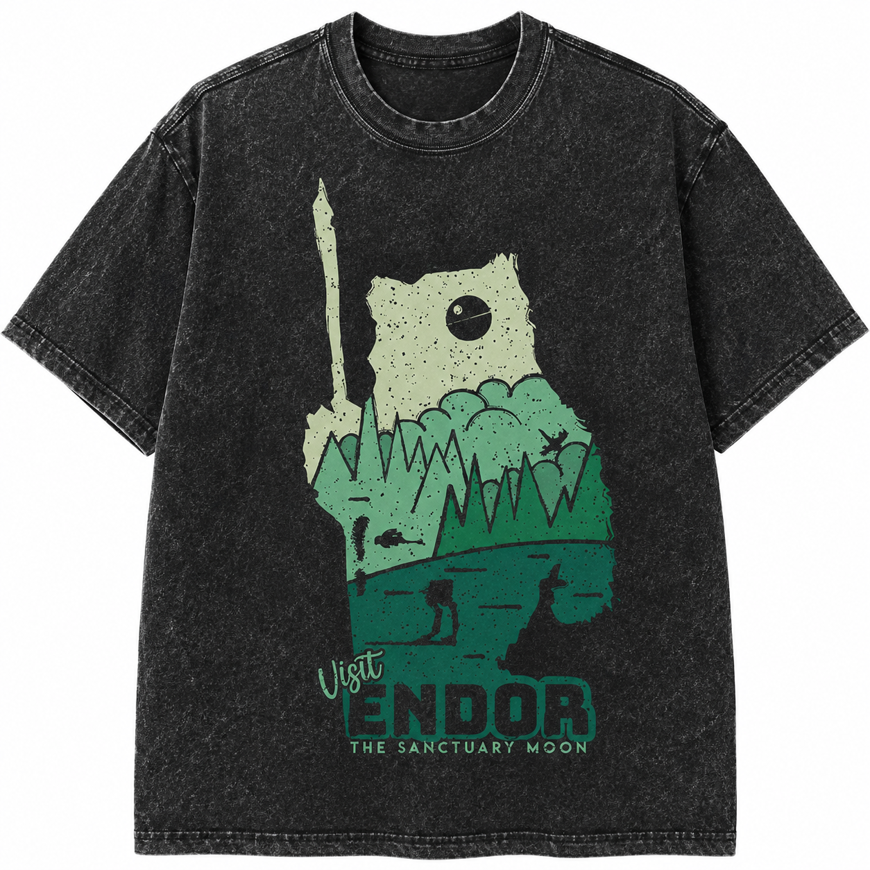 Endor Silhouette Wash Tee - Sci-fi Movies Vintage Wash T-shirt