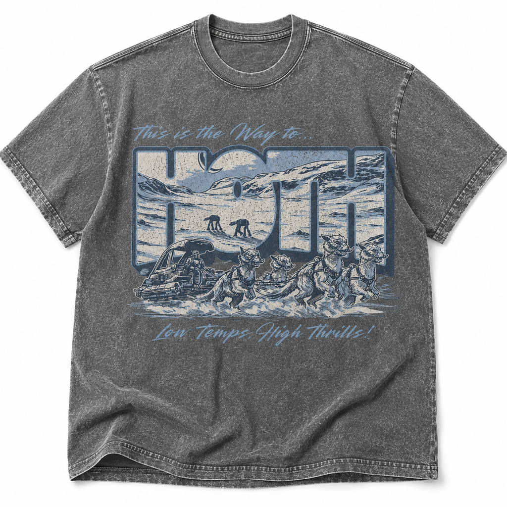 Hoth Vintage Graphic Wash Tee - Sci-fi Movies Vintage Wash T-shirt