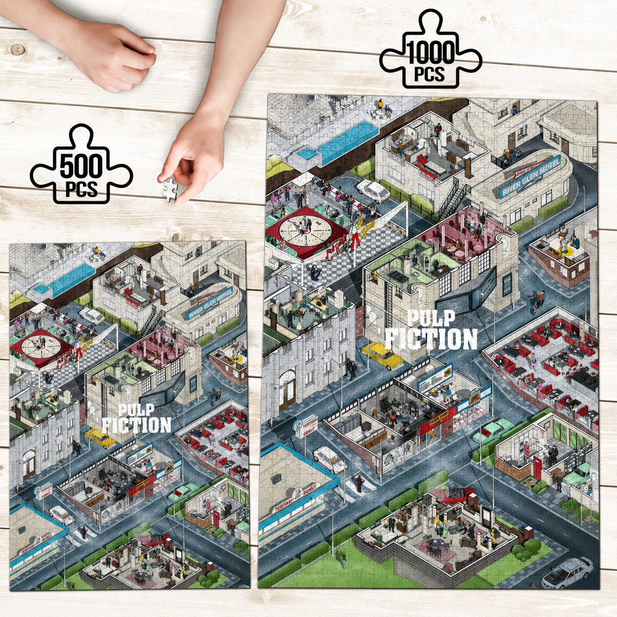 Pulp Fiction Isometric 1000 Pieces Puzzle - Movie Isometric Puzzle Gift