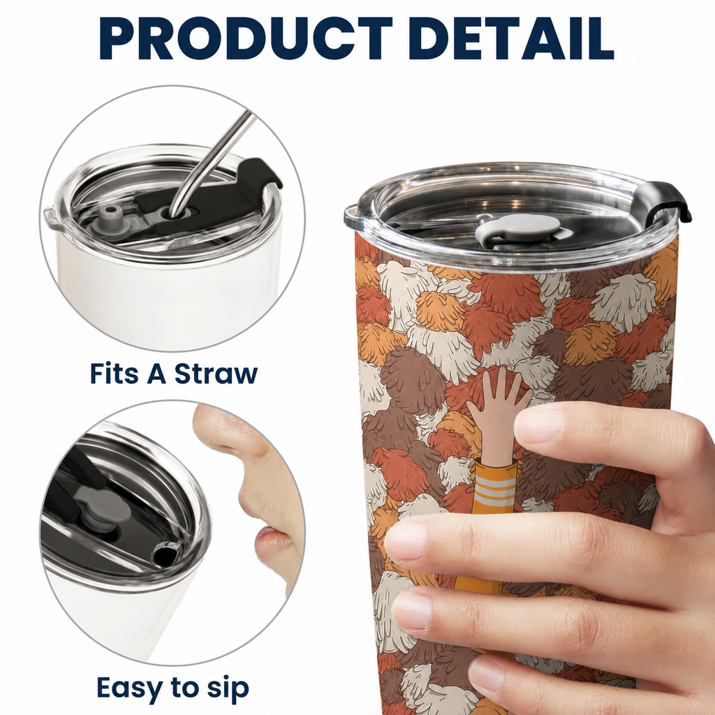 Tribbles Star Funny 20Oz Tumbler - Sci-fi Movie Funny Stainless Steel Tumbler with Lid and Straw